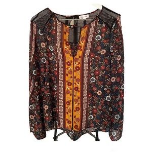Skylar + Jade Boho Floral Print Long Sleeve Top Women’s Size Small